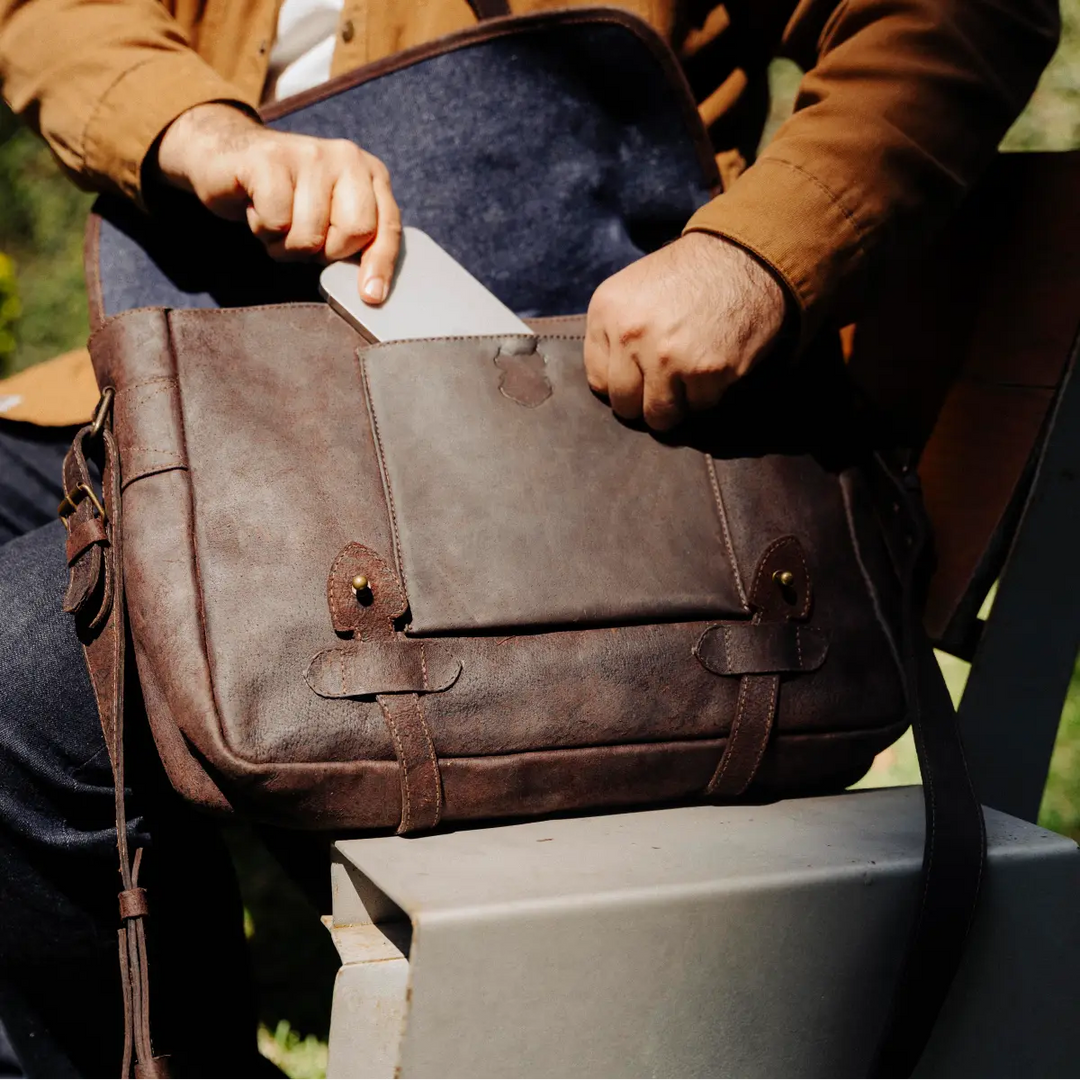 Wild Boar Leather Messenger Bag