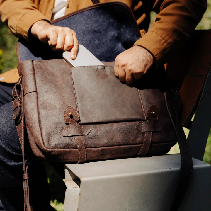 Wild Boar Leather Messenger Bag